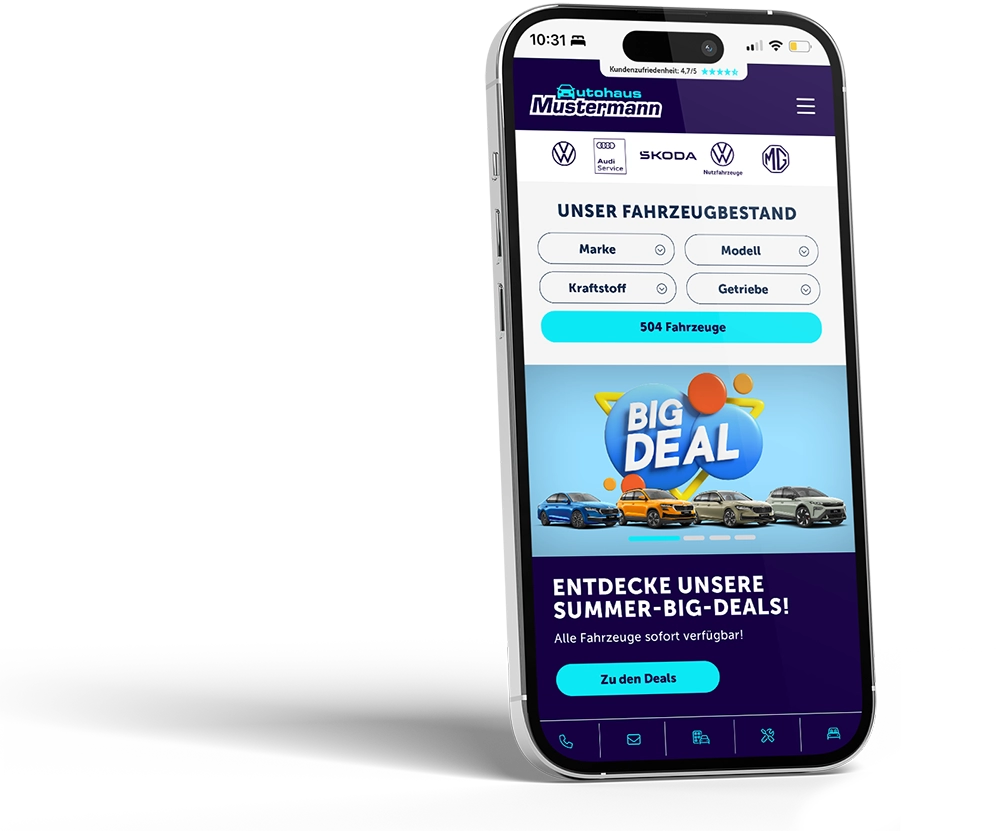 Autohaus-Angebot auf dem Smartphone